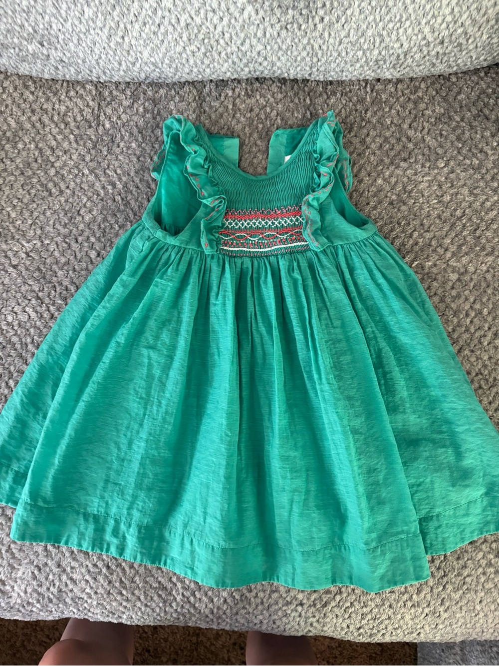 Tartine et Chocolat Girls' Teal Ruffle Smocked Dress